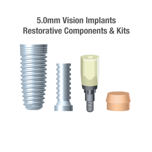 5.0mm Diameter Vision Implants, Restorative Components & Kits